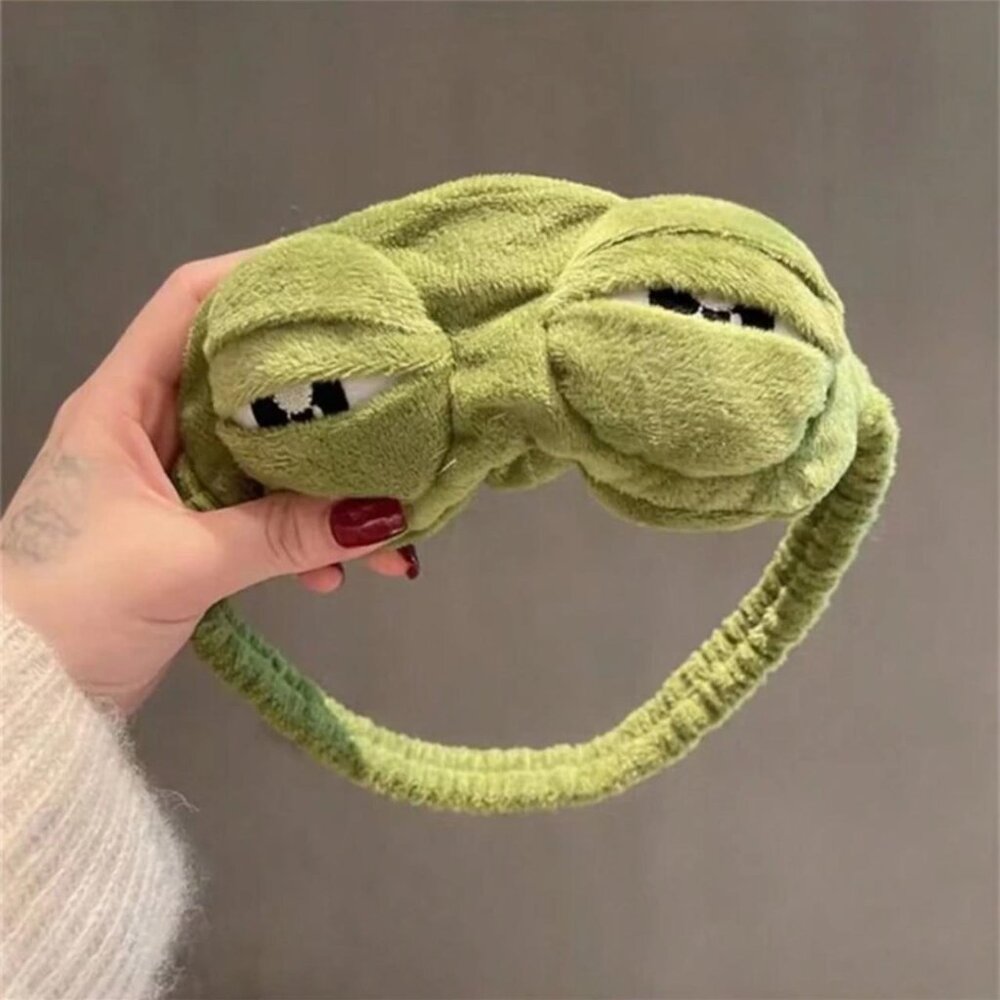 Funny Cartoon Frog Plush Soft & comfortable green sleeping eye mask NEW - Picture 3 of 5